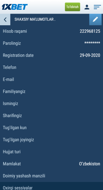 1XBET haqida. Ro’yxatdan o’tish. Barcha ma’lumotlar